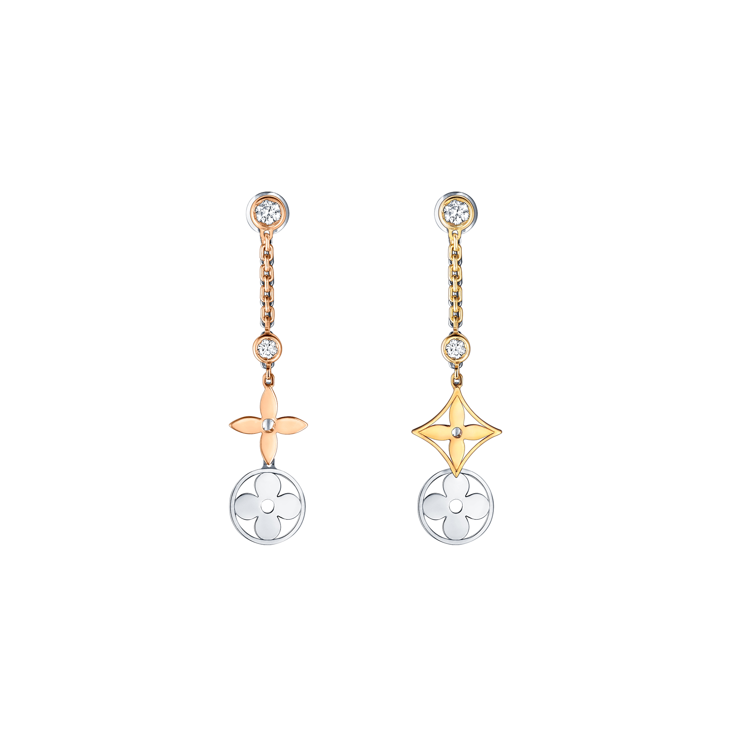 l**is v*t*n idylle blossom three-color gold and Di*m*nd long earrings q96413